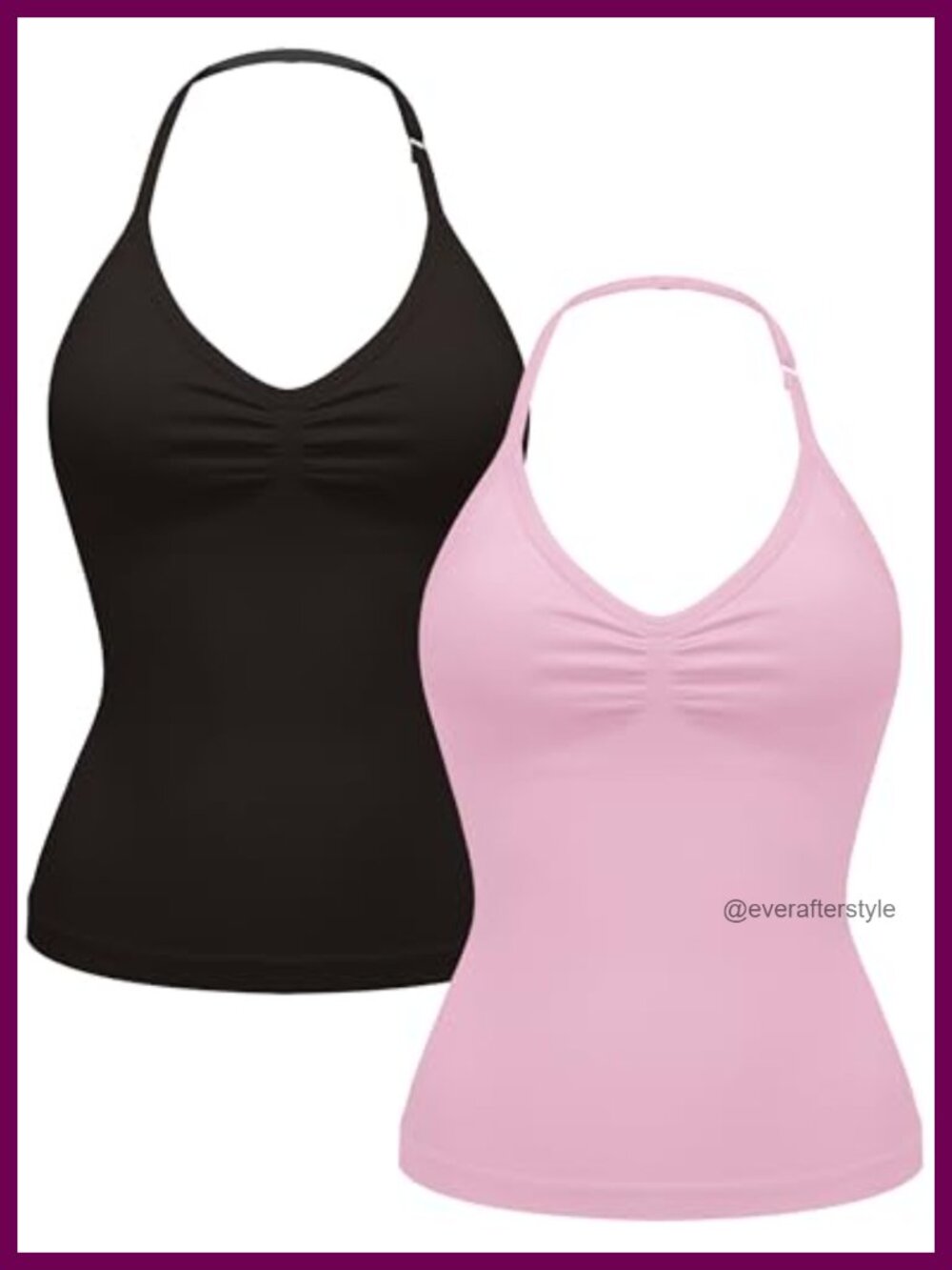Seamless Halter Workout Tank Top V Neck Backless Strappy Padded Yoga Shirt
